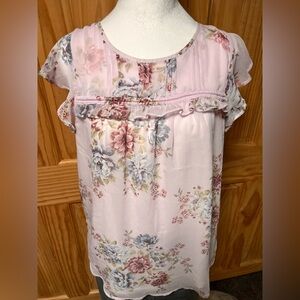 LOFT Pink Floral Blouse
